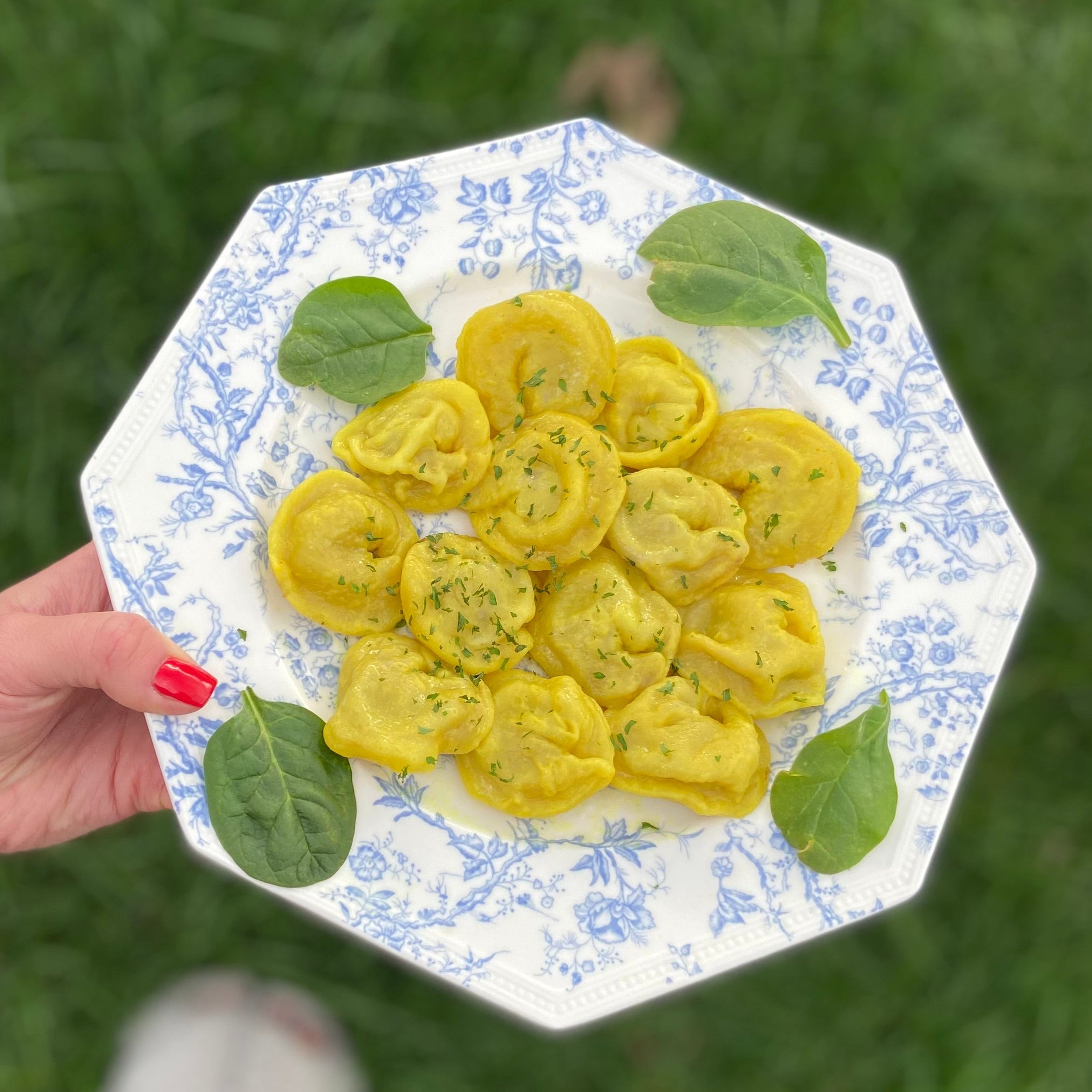 Traditional hand-made turmeric dumplings with beef&chicken - pelmeni