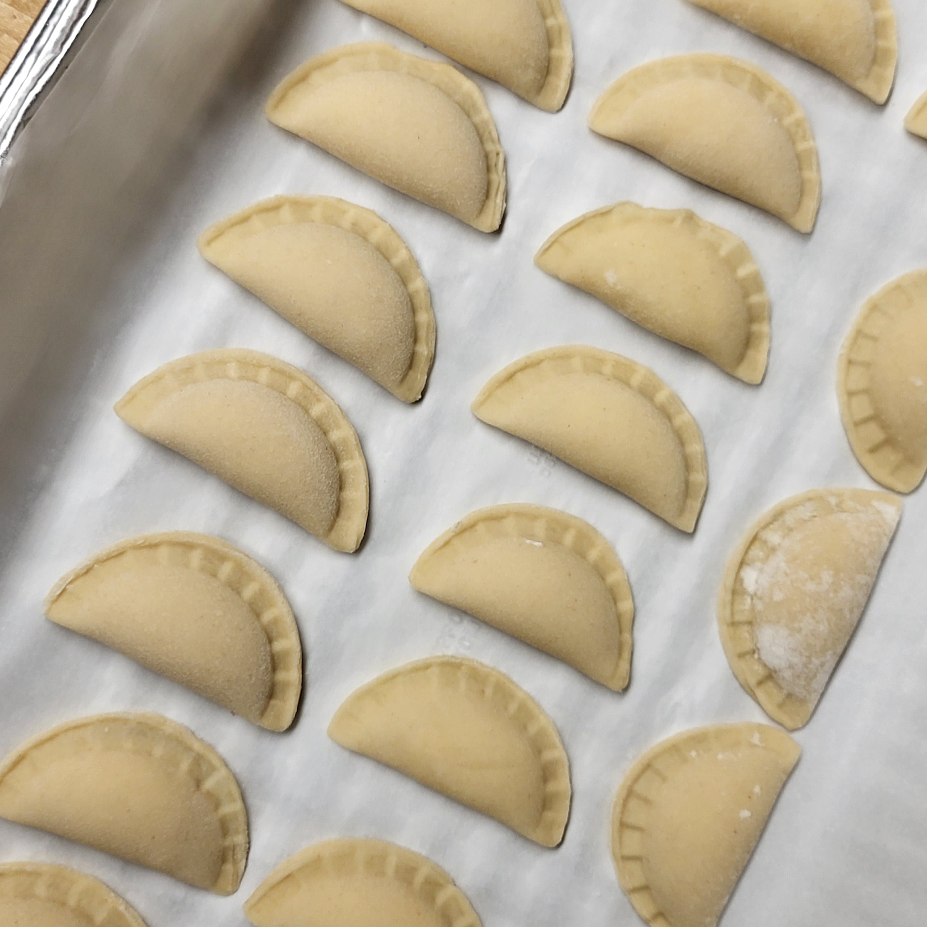 Traditional hand-made cheese pierogi