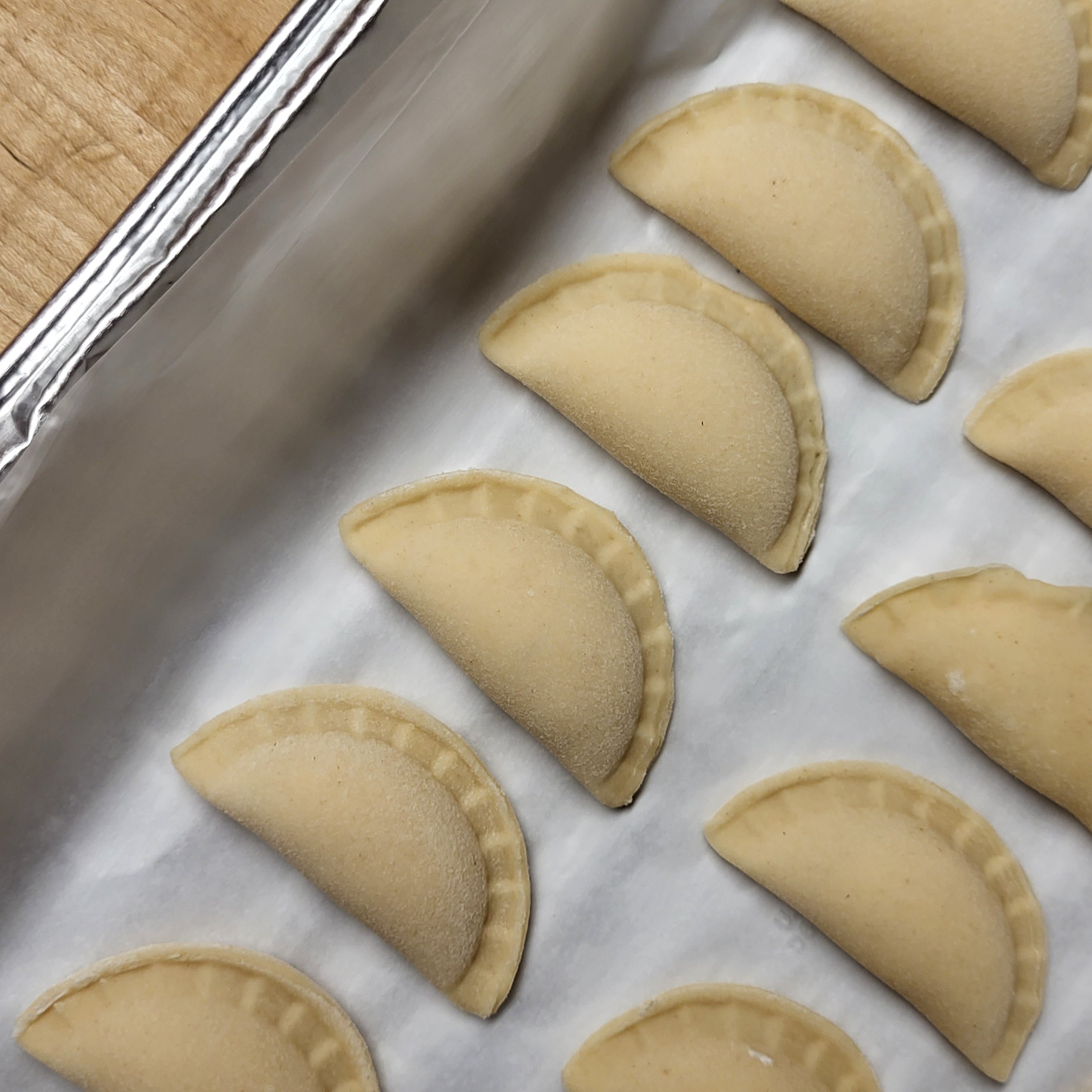 Traditional hand-made sweet cottage cheese pierogi