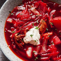 Traditional Ukrainian borscht - (hot beet soup)