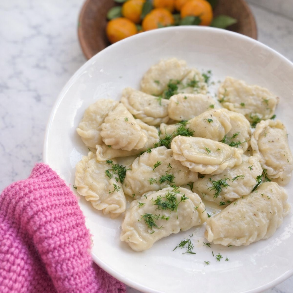 Traditional hand-made cabbage&potato pierogi