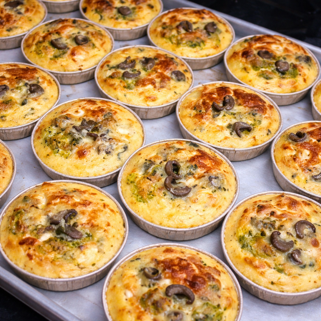 Tartlets with vegetables & mozzarella