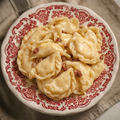 Traditional hand-made potato&bacon pierogi