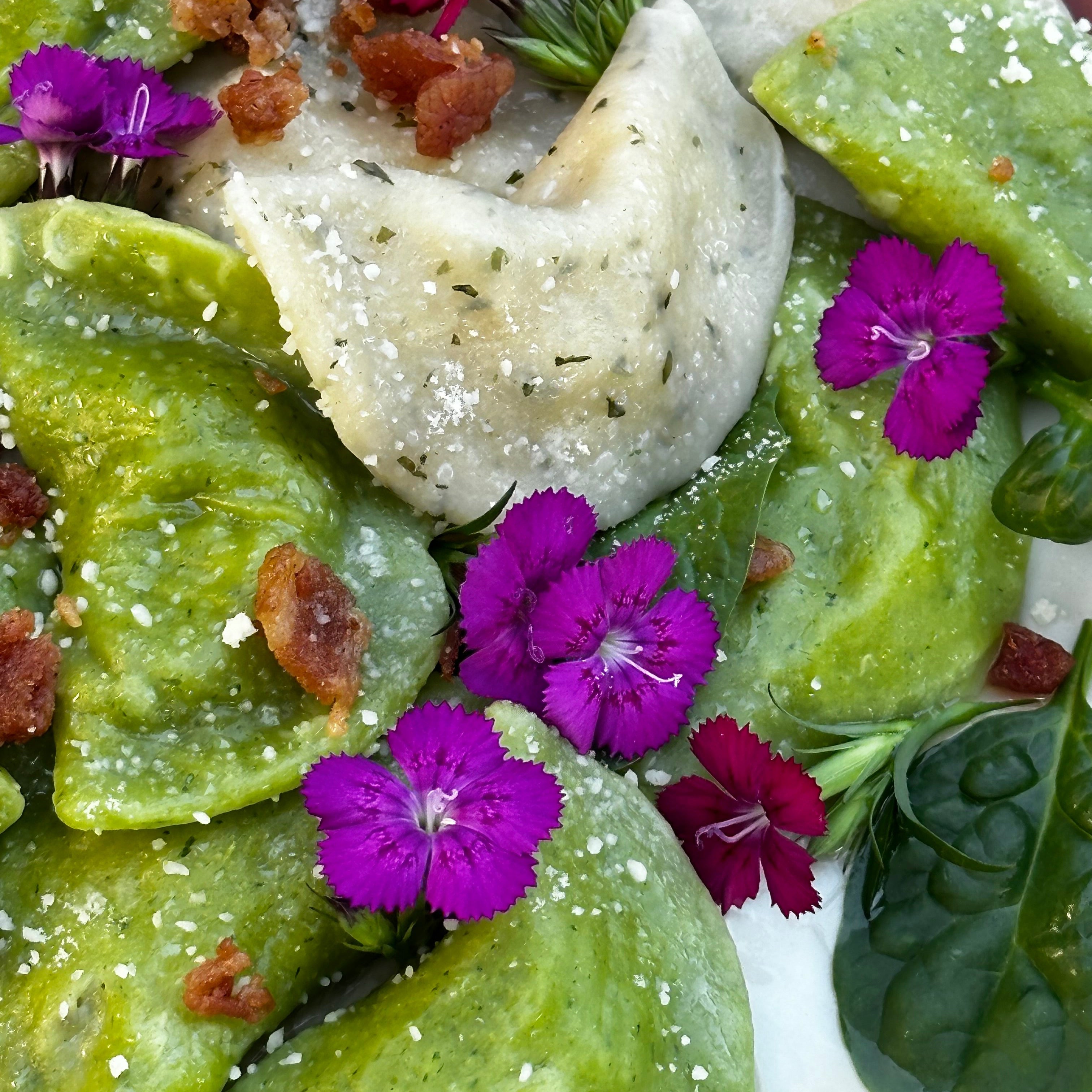 Traditional hand-made spinach mushrooms&potato pierogi