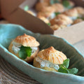 Profiteroles with crab meat