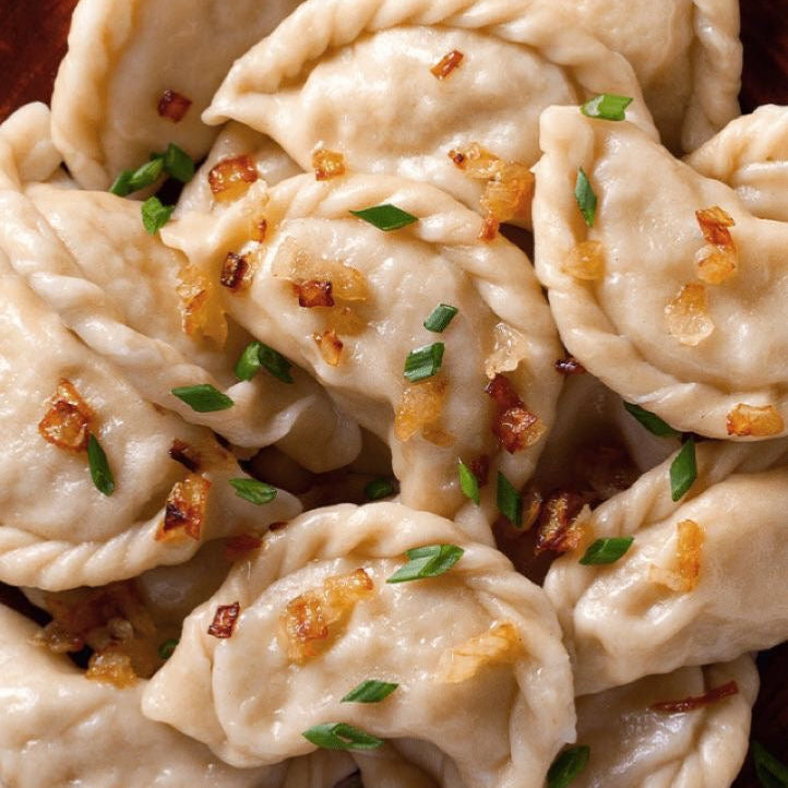 Traditional hand-made potato&onion pierogi