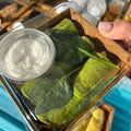 Traditional spinach crepes with mushrooms & mozarella