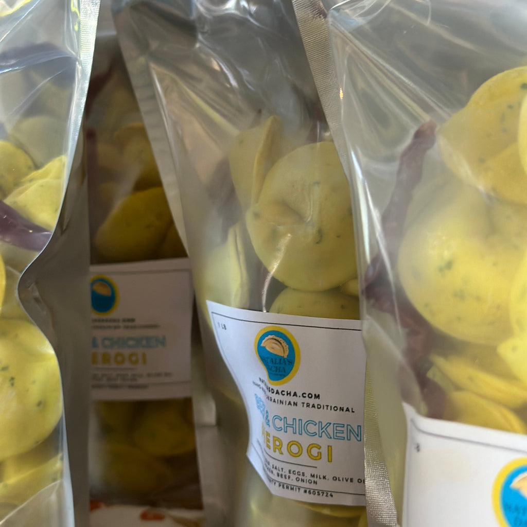 Traditional hand-made turmeric dumplings with beef&chicken - pelmeni